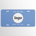Simple Logo With Text Business Blue License Plate<br><div class="desc">Add your own logo and choice of text to this design,  and change the background colour in the Design Tool.  Remove the top or lower text if you prefer.  Minimalist and professional.</div>