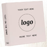 Simple Logo With Text Business Blush Pink Binder<br><div class="desc">Add your own logo and choice of text to this design,  and change the background colour in the Design Tool.  Remove any of the text if you prefer by leaving blank.  Minimalist and professional to reflect your brand.</div>