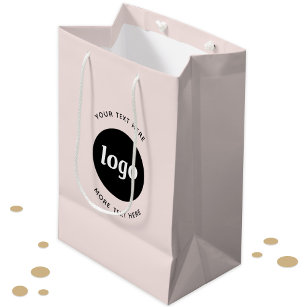 Simple Logo With Text Business Blush Pink Medium Gift Bag