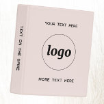 Simple Logo With Text Business Blush Pink Mini Binder<br><div class="desc">Add your own logo and choice of text to this design,  and change the background colour in the Design Tool.  Remove any of the text if you prefer by leaving blank.  Minimalist and professional to reflect your brand.</div>