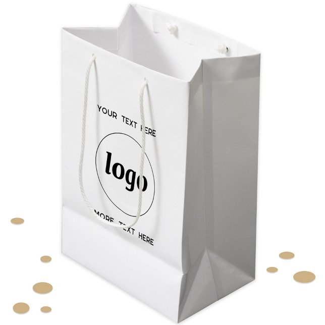 Simple Logo With Text Business Branding Medium Gift Bag (Simple logo and custom text promotional business branding gift or product bag)