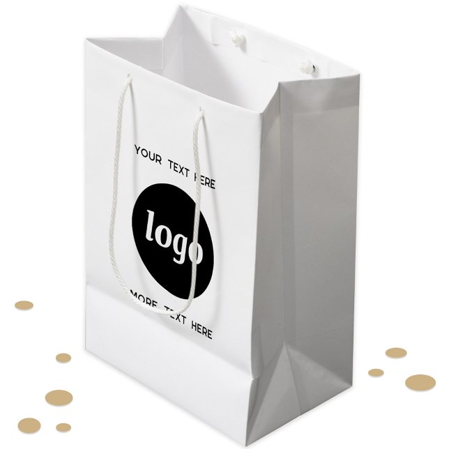 Simple Logo With Text Business Branding Medium Gift Bag (Simple logo and custom text promotional business branding gift or product bag)