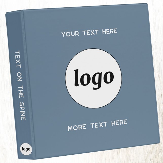 Simple Logo With Text Business Dusty Blue Binder (Simple logo and custom text dusty blue business professional branded 3 ring binder)