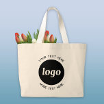 Simple Logo With Text Business Large Tote Bag<br><div class="desc">Add your own logo and choice of text to this design.  Remove the top or lower text if you prefer.  Minimalist and professional.  Great for employee branding,  or as a promotional product for your clients and customers.</div>