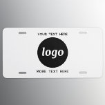 Simple Logo With Text Business License Plate<br><div class="desc">Add your own logo and choice of text to this design.  Remove the top or lower text if you prefer.  Minimalist and professional.</div>