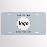 Simple Logo With Text Business Light Blue License Plate<br><div class="desc">Add your own logo and choice of text to this design,  and change the background colour in the Design Tool.  Remove the top or lower text if you prefer.  Minimalist and professional.</div>