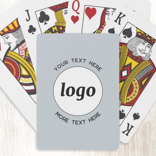 Simple Logo With Text Business Promotional Blue Playing Cards (Logo and custom text professional business promotional playing cards)