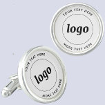 Simple Logo With Text Business Promotional Cufflinks<br><div class="desc">Add your own logo and choice of text to this design.  Remove the top or lower text if you prefer.  Minimalist and professional.  Great for employee branding,  or as a promotional product for your clients and customers.</div>