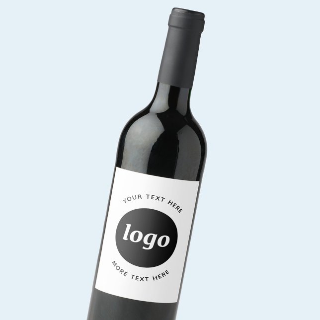 Simple Logo With Text Business Promotional Wine Label (Your logo and custom text business promotional wine or bottle label)