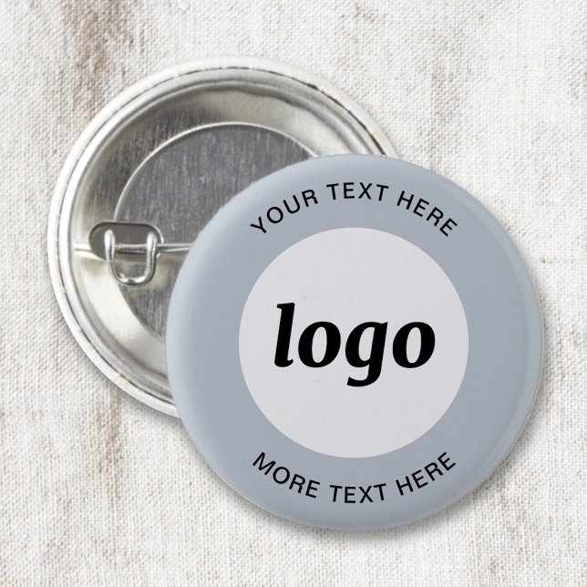 Simple Logo With Text Powder Blue Business Button (Simple logo with custom text professional business promotional button)
