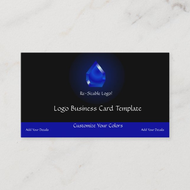 Simple Logos  - Jewel Blue Sapphire Logo Business Card (Front)