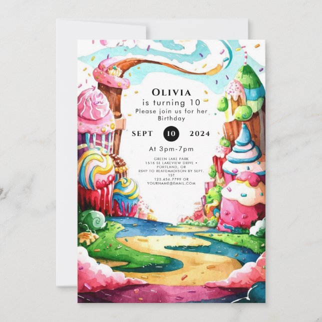 Simple Lollipop Candyland Birthday Invitation (Front)