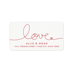 Simple Loopy Love Heart Wedding Address Labels