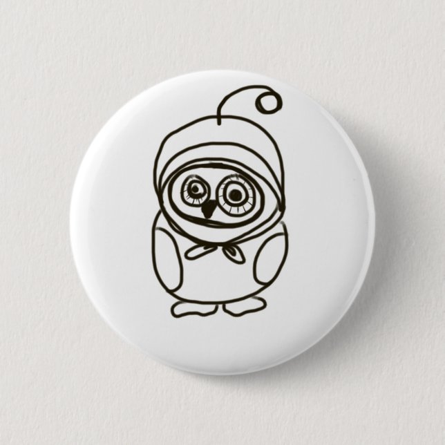 simple lovable owl 2 inch round button (Front)