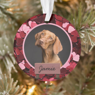 simple love christmas holiday Custom Dog Photo  Ornament