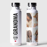 Simple Love Grandma Custom Date 4 Photo Collage  Water Bottle<br><div class="desc">Simple Love Grandma Custom Date 4 Photo Collage</div>