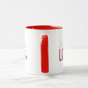 Simple Love Heart Typography Red Two Tone Mug