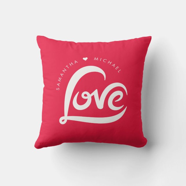 Simple Love Heart Valentines Day  Throw Pillow (Back)