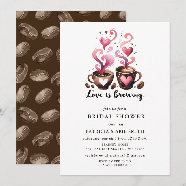 Simple Love is Brewing Coffee Bridal Shower Invitation (Front/Back)