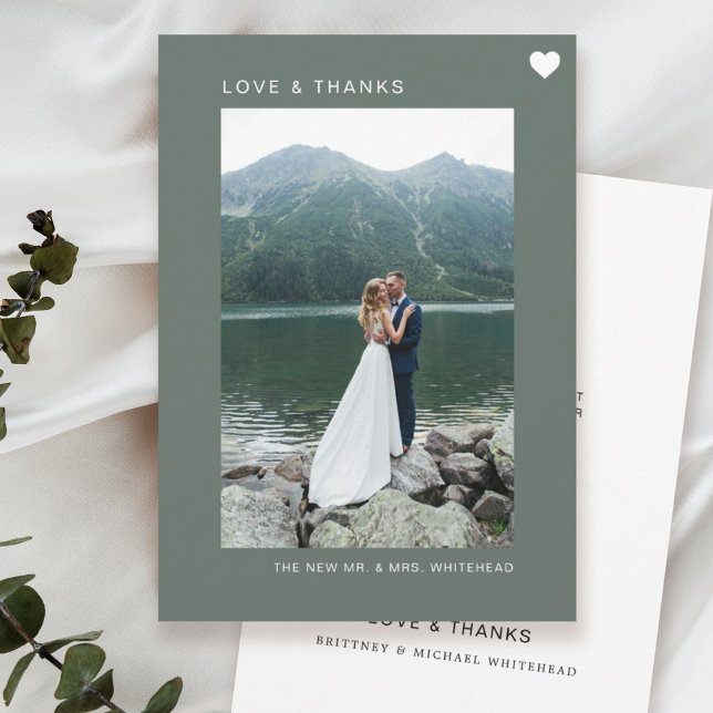 Simple Love Photo Collage Sage Thank You Card (Creator Uploaded)