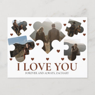 Simple Love Puzzle valentine's day couple 5 photo Holiday Postcard