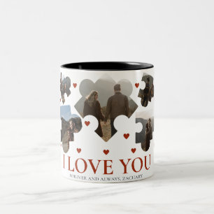 Simple Love Puzzle valentine's day couple 5 photo Two-Tone Coffee Mug