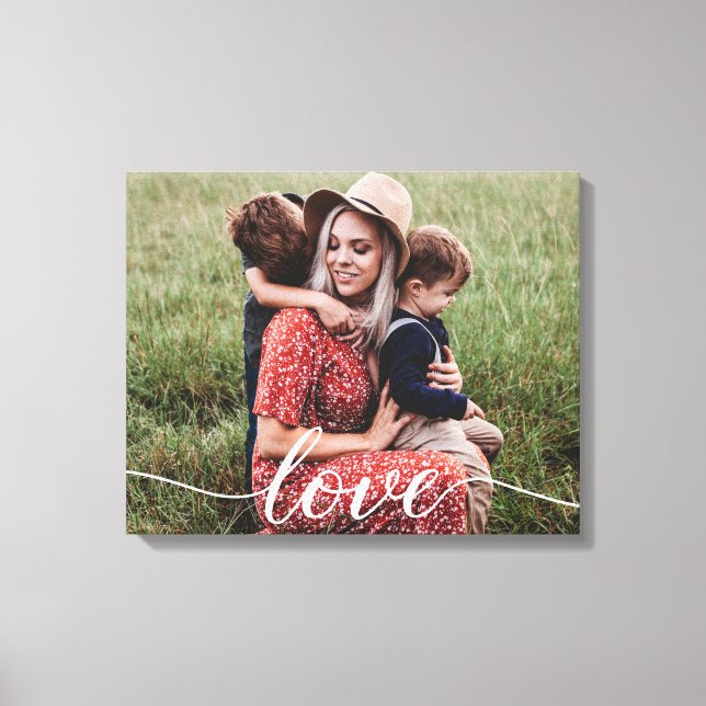 Simple Love Script Personalized Photo Canvas Print (Front)
