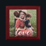 Simple Love Script Personalized Photo Gift Box<br><div class="desc">Using a beautiful and modern script for the word "Love",  this family love photo can be easily personalized with your own favourite family photo. An elegant keepsake jewellery box to be cherished and gift her with.</div>