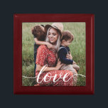 Simple Love Script Personalized Photo Gift Box<br><div class="desc">Using a beautiful and modern script for the word "Love",  this family love photo can be easily personalized with your own favourite family photo. An elegant keepsake jewellery box to be cherished and gift her with.</div>