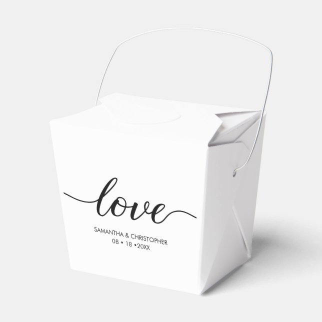 Simple Love Script Wedding custom Chic Favor Box (Front Side)