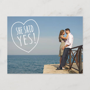 Simple Love She Said Yes Save the Date Postcard