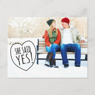 Simple Love She Said Yes Save the Date Postcard