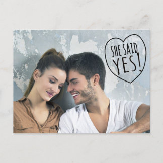 Simple Love She Said Yes Save the Date Postcard