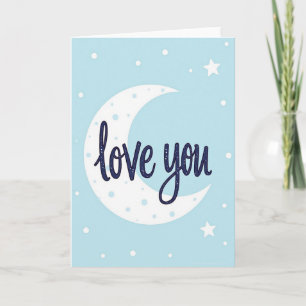 Simple Love You Moon Dot Card