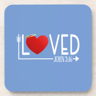 Simple Loved Bible Verse Valentine Coaster