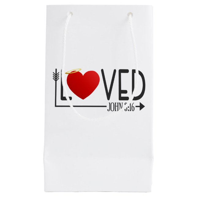 Simple Loved Bible Verse Valentine | Gift Bag (Front)