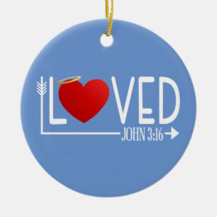 Simple Loved Bible Verse Valentine   Ornament