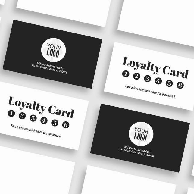 Simple Loyalty Business Logo Black and White Card (Black and white business loyalty card with your logo. )