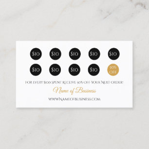 Simple Loyalty Rewards Elegant Black and Gold