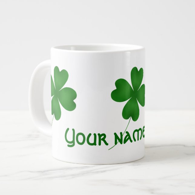 Simple lucky shamrocks large coffee mug (Front Left)