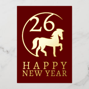 Simple Lunar New Year Gold Horse Foil Holiday