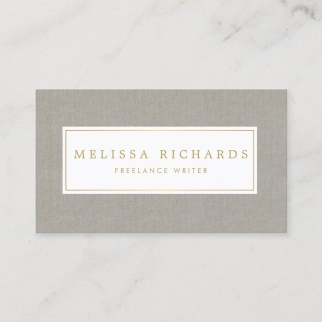 Simple Luxe Linen Writer, Author Business Card (Front)