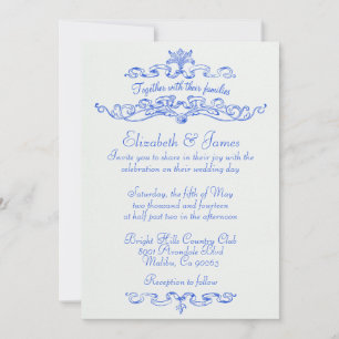 Simple Luxury Blue Wedding Invitations
