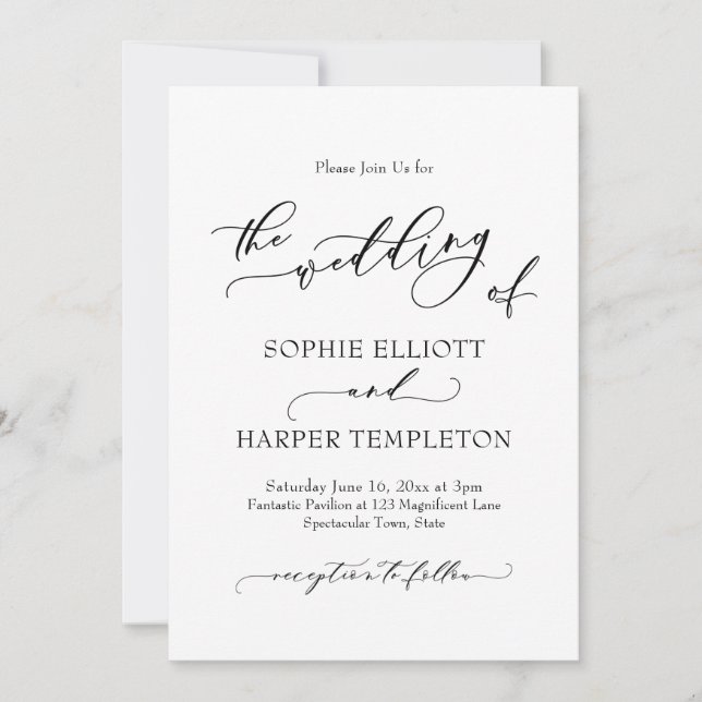 Simple Luxury Calligraphy The Wedding Of Invitation (Front)