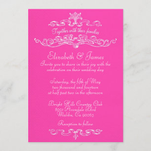 Simple Luxury Hot Pink Wedding Invitations