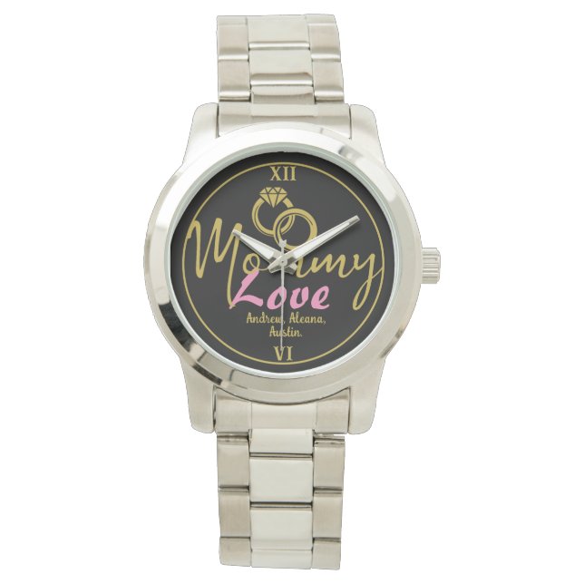 Simple luxury Mommy Mom Names Personalized Custom Watch (Front)