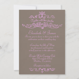 Simple Luxury Pink And Brown Wedding Invitations