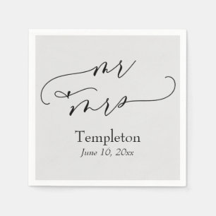 Simple Luxury Script Font Mr & Mrs Grey Napkin