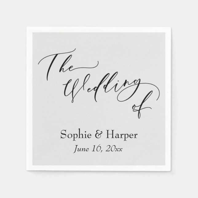Simple Luxury Script Font The Wedding Of Grey Napkin (Front)