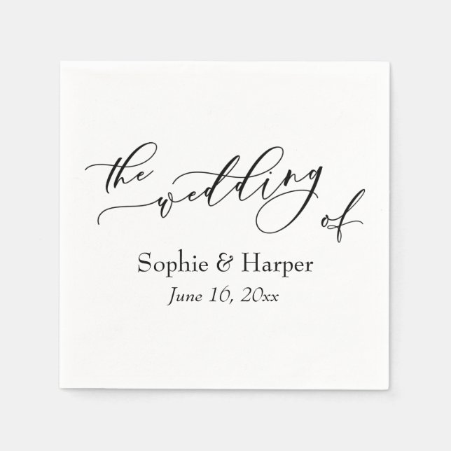 Simple Luxury Script Font The Wedding Of Napkin (Front)